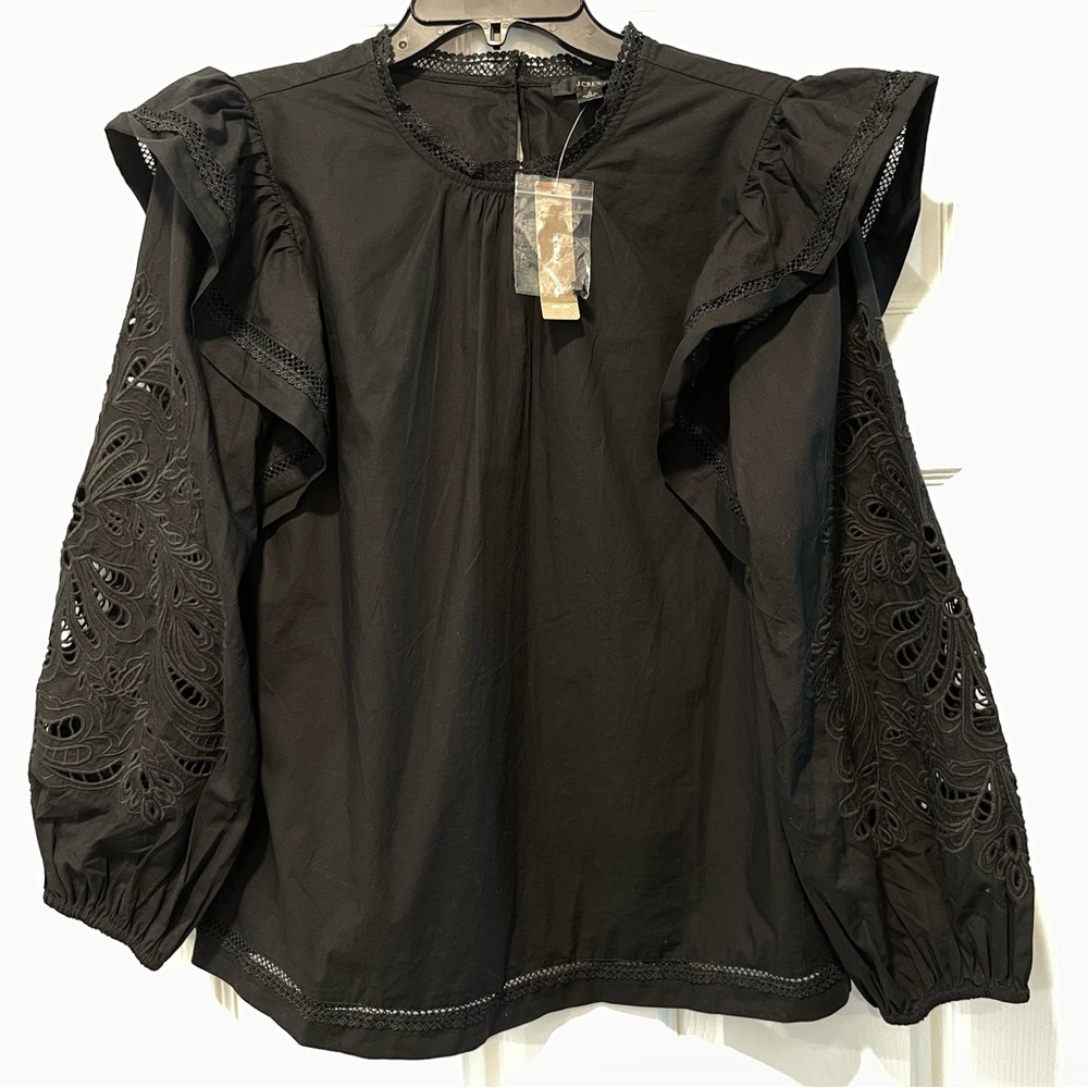 NWT J.Crew Poplin Puff Long Sleeve Blouse